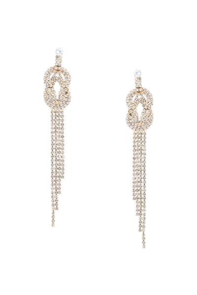 Rhinestone Love Knot Tassel Earring