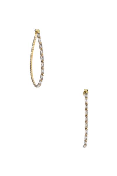 Rhinestone Crystal Baguette Teardrop Hoop Earring