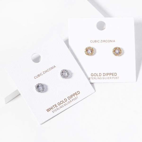 Gold Dipped CZ Stud Earring