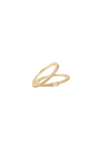 Crystal Baguette N Band Ring 2 Pc Set