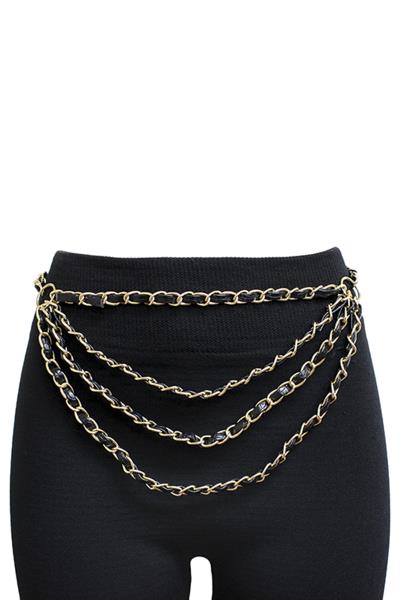 FASHION LEATHER WITH CHAIN BELT