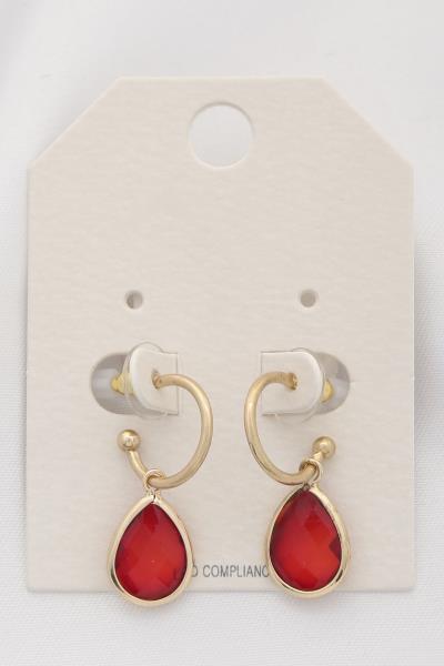 Teardrop Crystal Open Hoop Dangle Earring