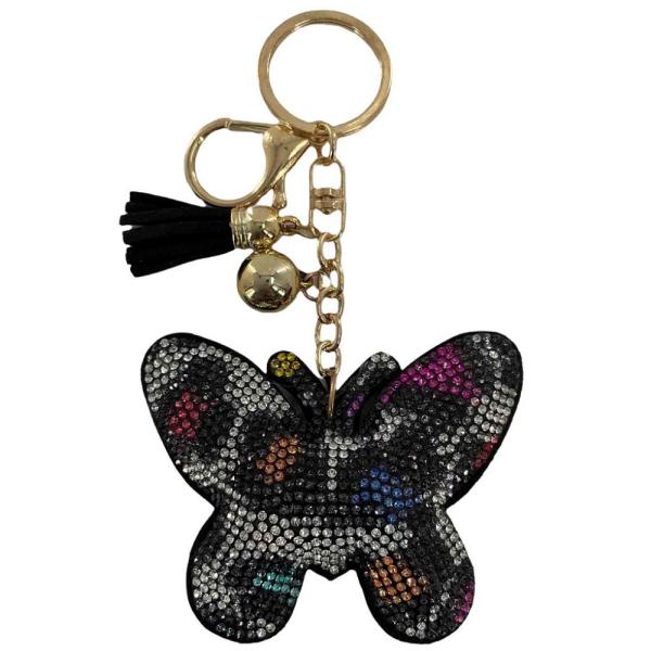RHINESTONE BUTTERFLY KEYCHAIN WITH TASSEL