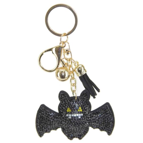 RHINESTONE BAT KEYCHAIN WITH TASSEL