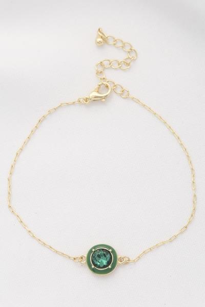 Round Crystal Oval Link Bracelet