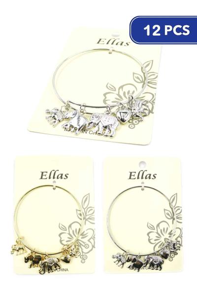 Elephant Charm Bangle Bracelet (12 Units)