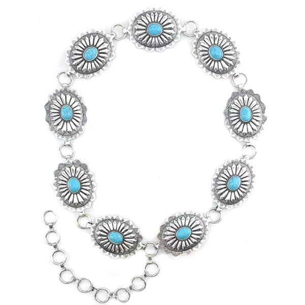 Rodeo Style TQ Stone Metal Chain Belt LXL