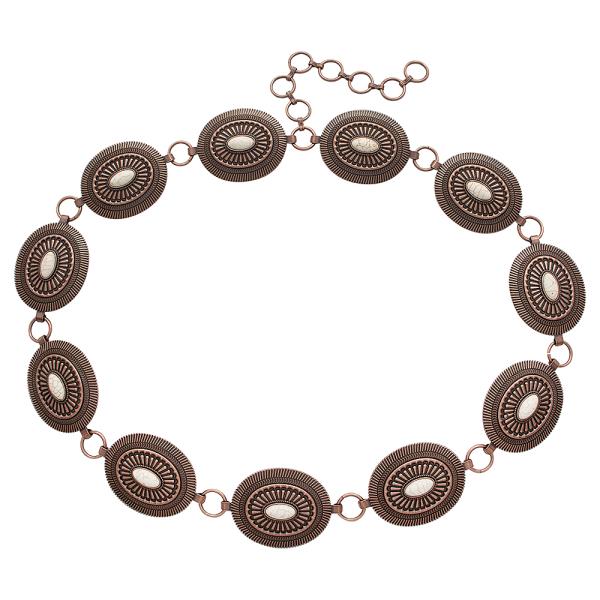 RODEO WESTERN STYLE MARBLING STONE METAL CHAIN BELT LXL SIZE