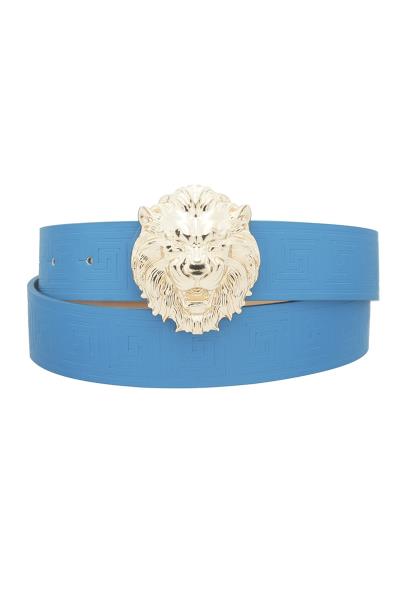 LION HEAD BUCKLE EMBOSSED PU BELT