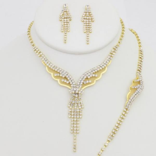 Rhinestone Bracelet Necklace Set