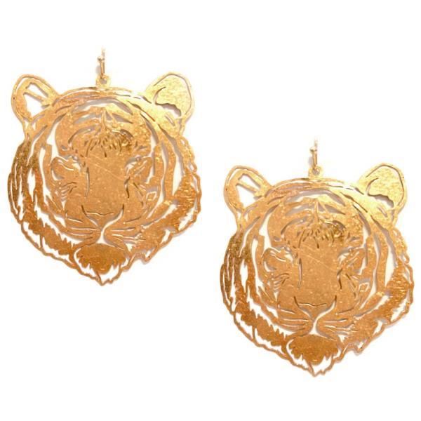 Cutout Tiger Head Metal Earring