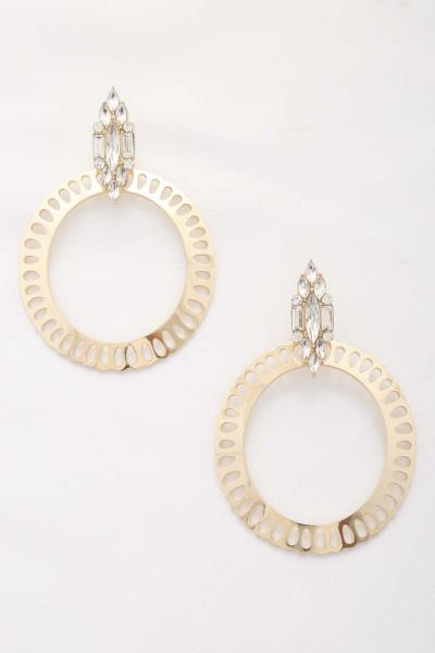 Crystal Round Metal Earring