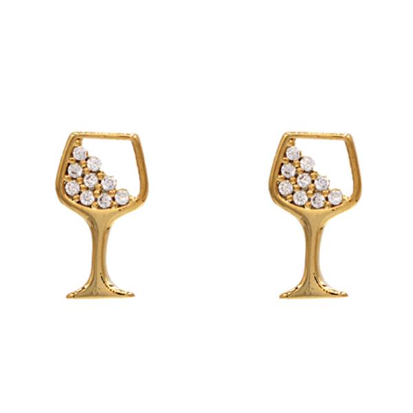 WINE GLASS 14K GOLD DIPPED EARRING