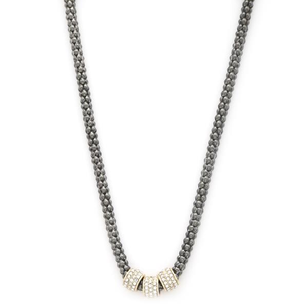 Triple Rhinestone Bead Necklace