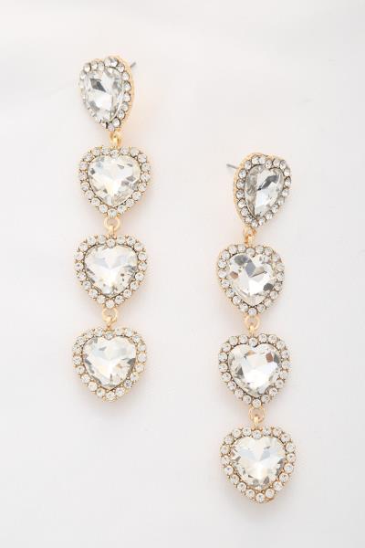 Rhinestone Multi Heart Drop Earring