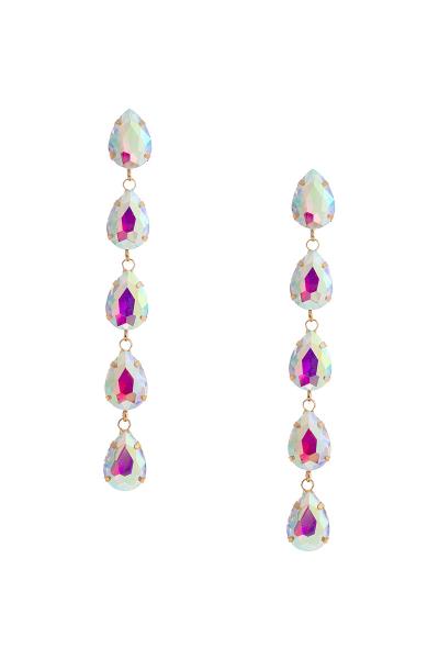 Teardrop 5 Stone Drop Earring