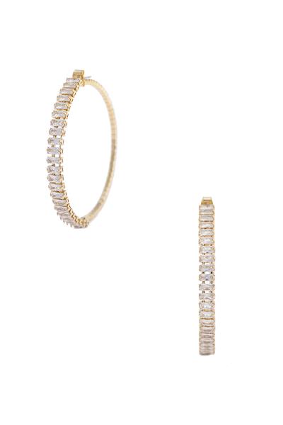 Crystal Baguette 50mm Hoop Earring