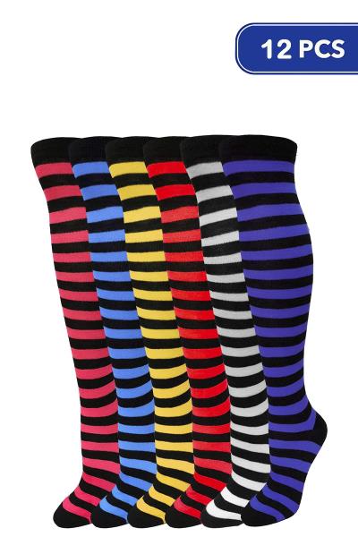 Stripe Over Knee High Socks (12 Units)