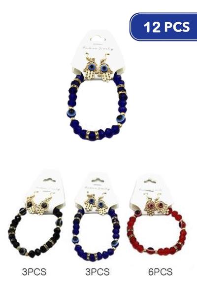 Evil Eye Bracelet Earring Set (12 Units)