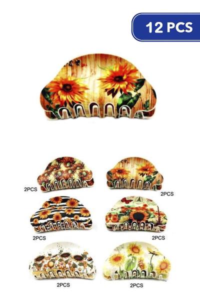 Flower Hair Claw Clips (12 Units)