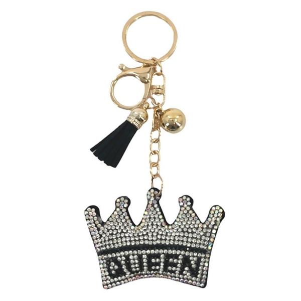 RHINESTONE QUEEN CROWN KEYCHAIN