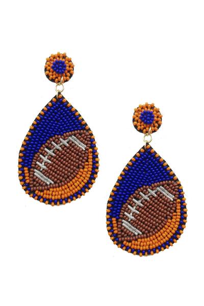 Seed Bead Football Dangle Earring