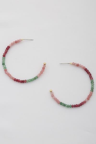 BEADED OPEN CIRCLE EARRING