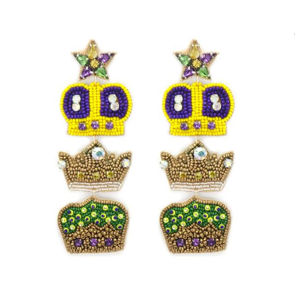 Mardi Gras Dangle Earring