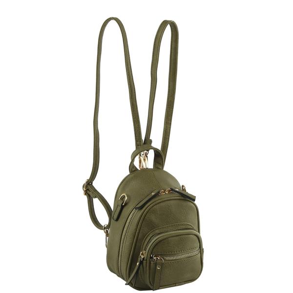 Round Zipper Convertible Backpack