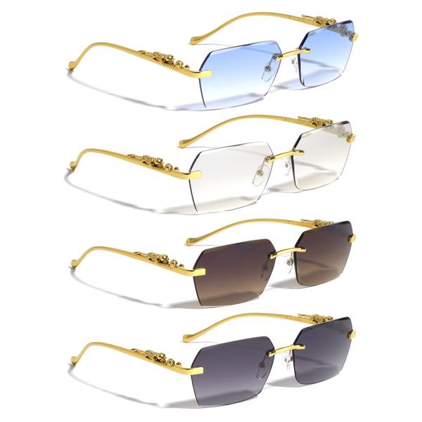 Rimless Metal Jaguar Rectangle Sunglasses 1DZ