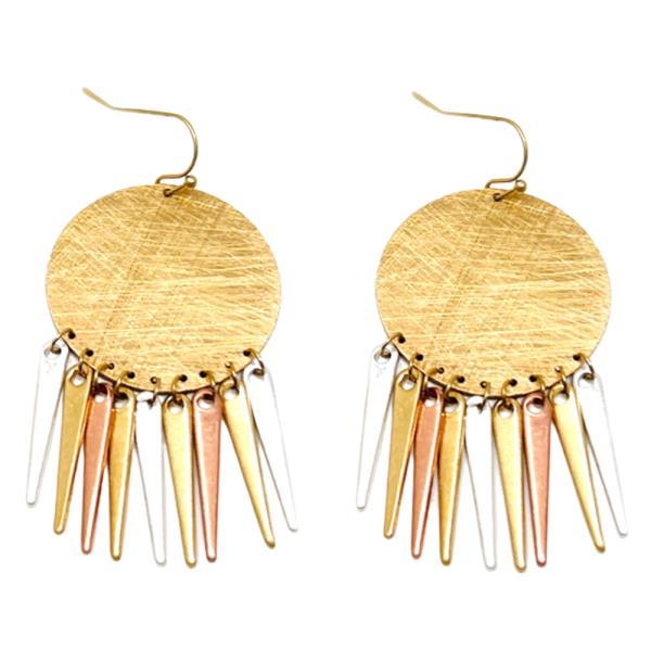Round Brushes Metal Dangle Earring