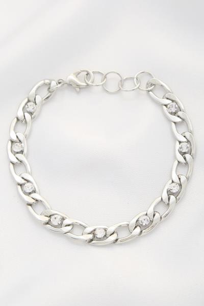 Crystal Curb Link Metal Bracelet