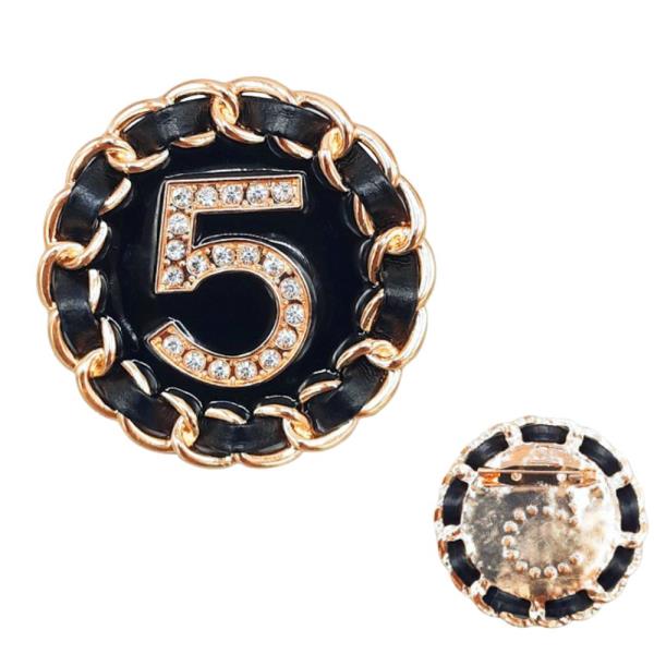 ROUND NUMBER 5 BROOCH