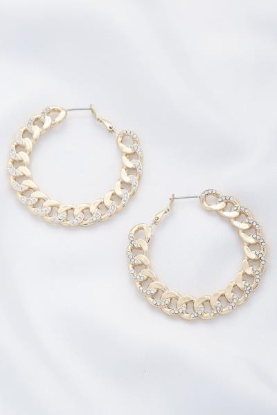 Curb Link Rhinestone Hoop Earring