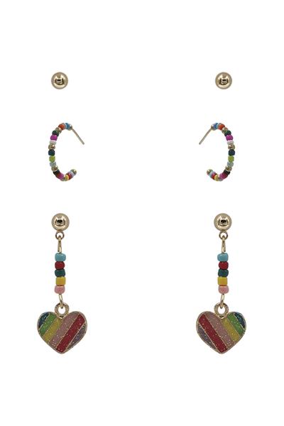SEED BEAD MULTI EARRING 3 PAIR SET