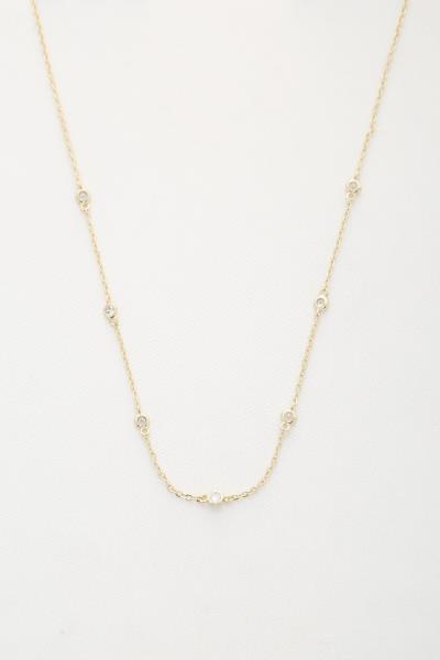 Round Crystal Station Metal Necklace