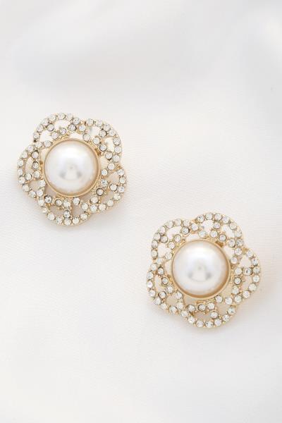 Flower Pearl Rhinestone Post Earring