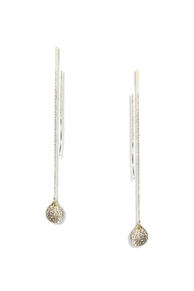 Rhinestone Ball Metal Chain Drop Dangle Earring