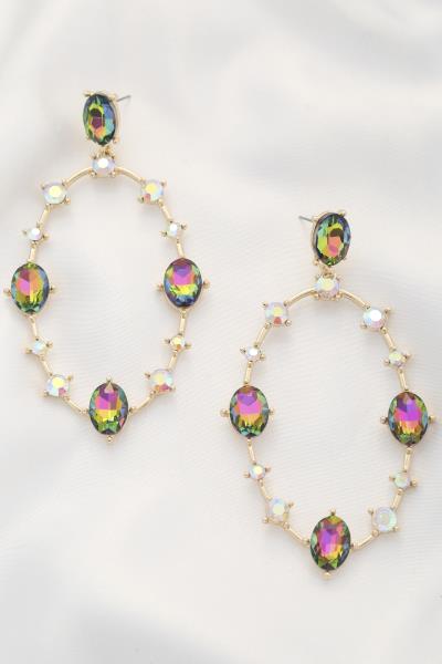 Oversize Oval Crystal Dangle Earring
