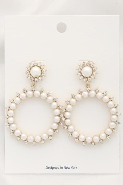 Round Pearl Bead Dangle Earring