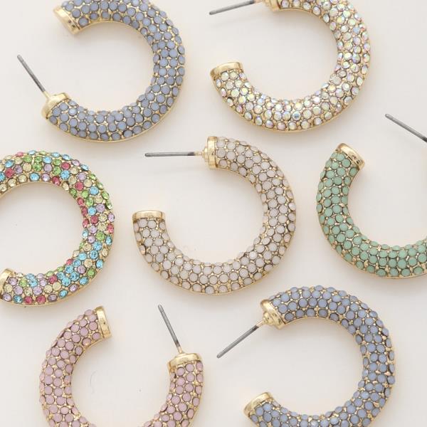 PIPE RHINESTONE OPEN CIRCLE EARRING
