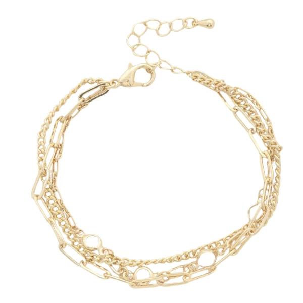 Round Crystal Paperclip Link Bracelet