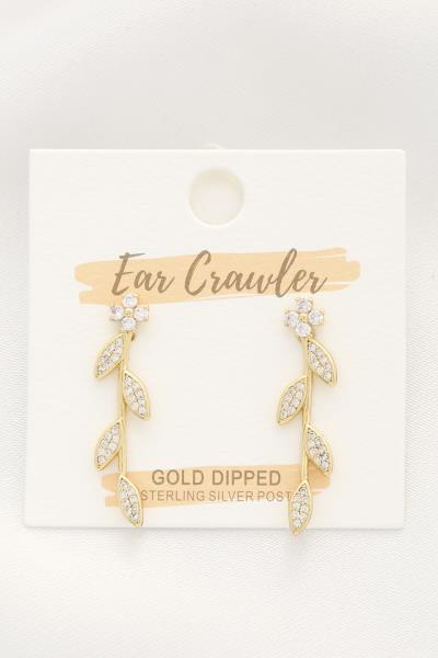 Flower Leaf Pattern Crystal Ear Crawler