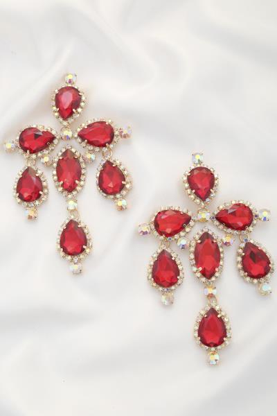 Teardrop Marquise Rhinestone Dangle Clip Earring