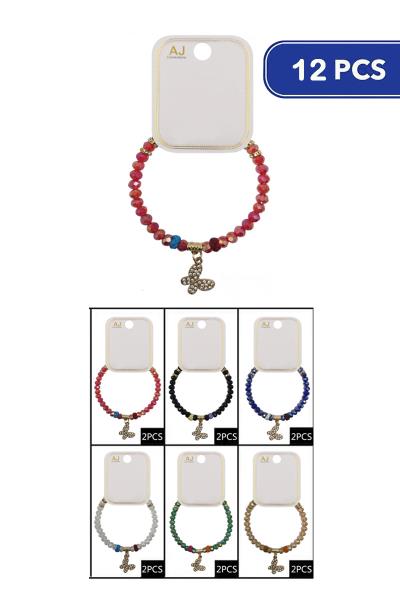 Bead Butterfly Charm Bracelet (12 Units)