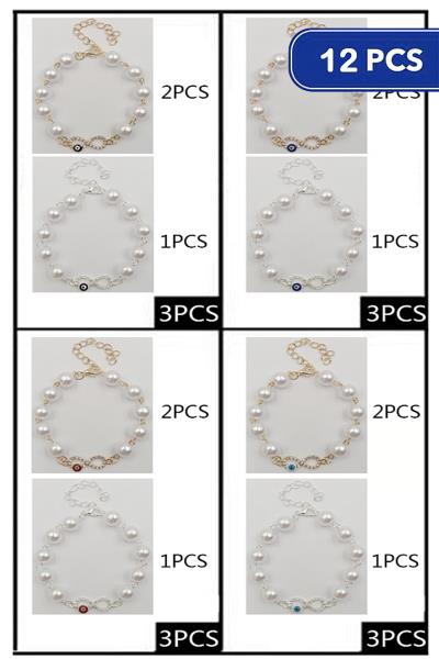 Pearl Evil Eye Bead Bracelet (12 Units)