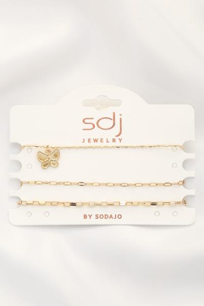 SODAJO Butterfly Charm Paperclip Link Bracelet