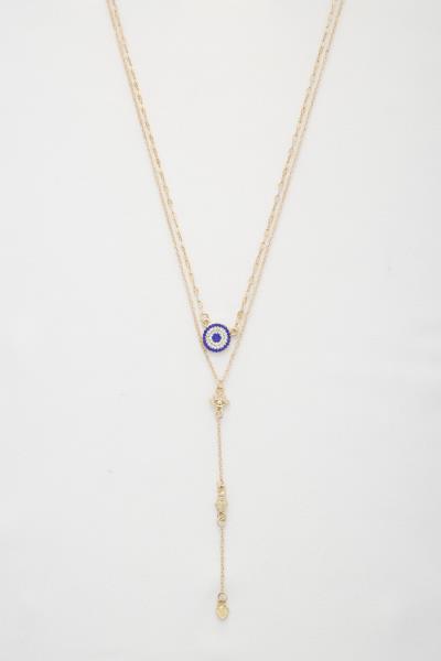 SODAJO EYE CHARM LAYERED NECKLACE