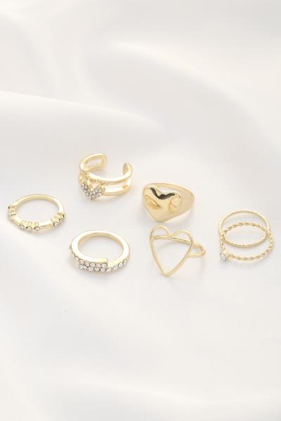 Soda Heart Shape Metal Assorted Ring Set