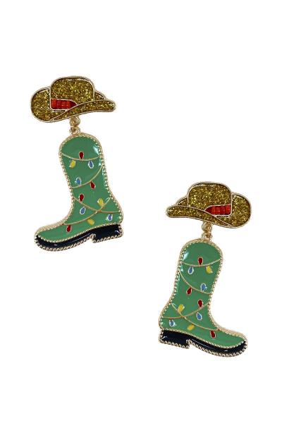 CHRISTMAS WESTERN BOOTS EARRINGS